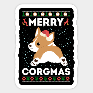 Corgi Ugly Merry Corgmas Santa Corgi Sticker